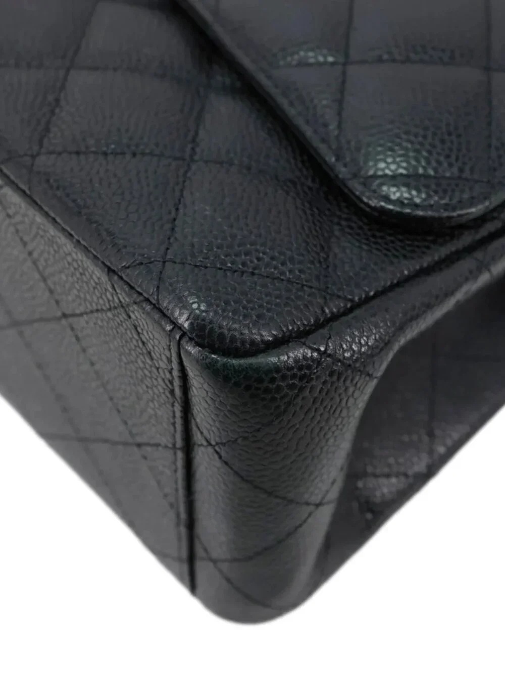 Chanel  Classic Double Flap Large Quilted Caviar Leather Shoulder Bag Black